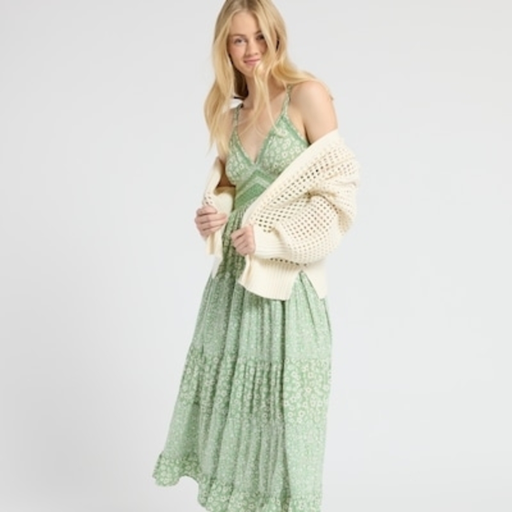 ISO Don't Buy, Green Floral Maxi Dress